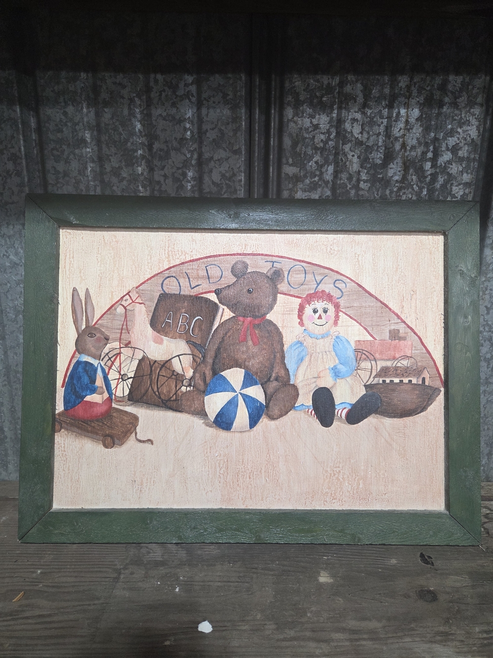 Vintage Style Kids Toys Hand Painted On Wood
